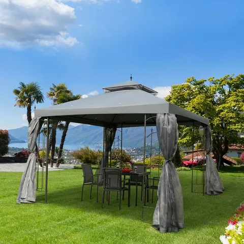 BOXED LUNDELL 3M×3M METAL PATIO GAZEBO