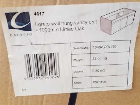 BOXED AS NEW CALYPSO LORETO WALL HUNG VANITY UNIT - 1000MM IN LIMED OAK