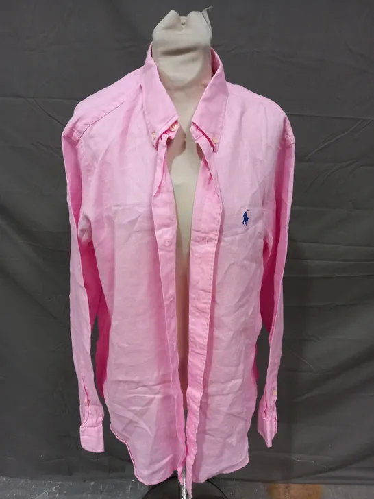 POLO RALPH LAUREN BRIGHT PINK SHIRT - LARGE