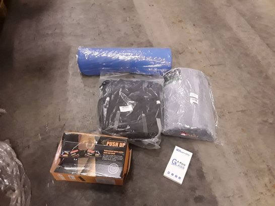 LARGE PALLET OF A SIGNIFICANT QUANTITY OF ASSORTED ITEMS TO INCLUDE DESIGNER NAVY NAPPY CHANGING BAG, ERGY COMFORT OFFICE CUSHION, EXERCISE MAT, SCREEN PROTECTORS ETC