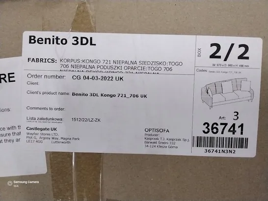 BOXED BENITO 3DL CLICK CLACK SOFA ( BOX 2 / 2 ) NO BOX 1