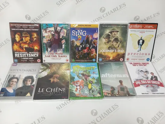 APPROXIMATELY 15 ASSORTED DVD'S TO INCLUDE; RESISTANCE, THE WORLD GOD ONLY KNOWS, JORNEY'S END AND PRECIOUS