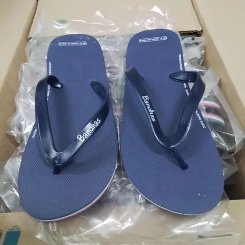 BOX CONTAINING 20 PAIRS OF MEXICO BANDHAS FLIPFLOP/SANDLES SIZE 8UK