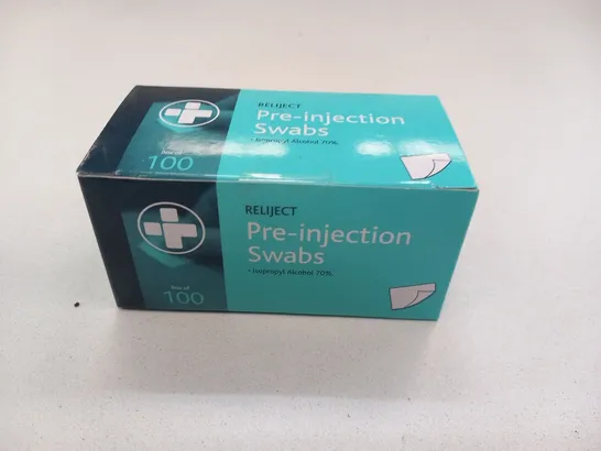 APPROXIMATELY 192 BOXES RELIJECT PRE-INJECTION SWABS APPROXIMATELY 100 PER BOX