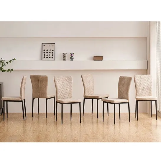 BOXED LELANYA SUEDE UPHOLSTERED DINING CHAIR SET OF 6