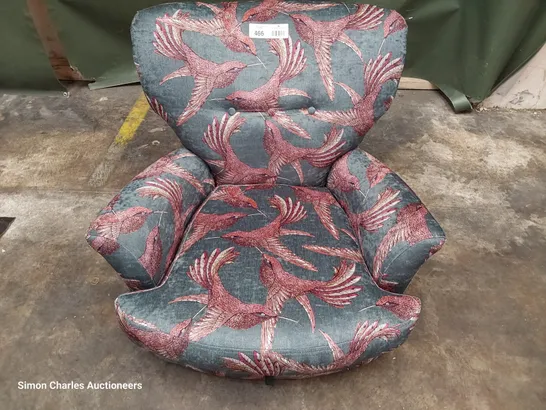 QUALITY BRITISH DESIGNER LOUNGE Co. NOAH OCCASIONAL CHAIR BIRD OF PARADISE FABRIC