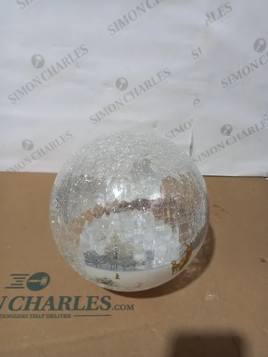 FESTIVE PRE-LIT SCENIC CRACKLE GLASS SPHERE