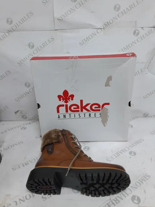 BOXED RIEKER FUR CUFF BOOTS BROWN SIZE 6