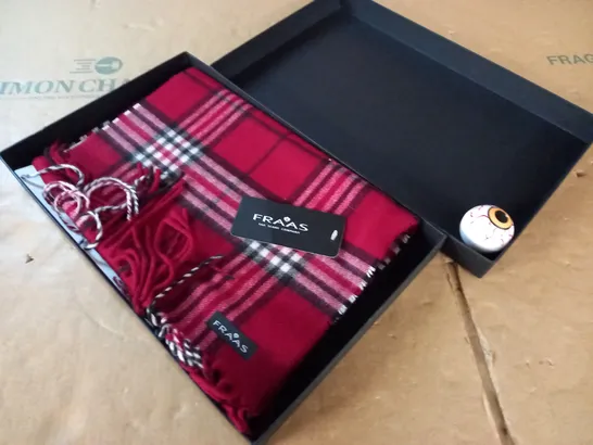 BOXED FRAAS RED CHECK SCARF