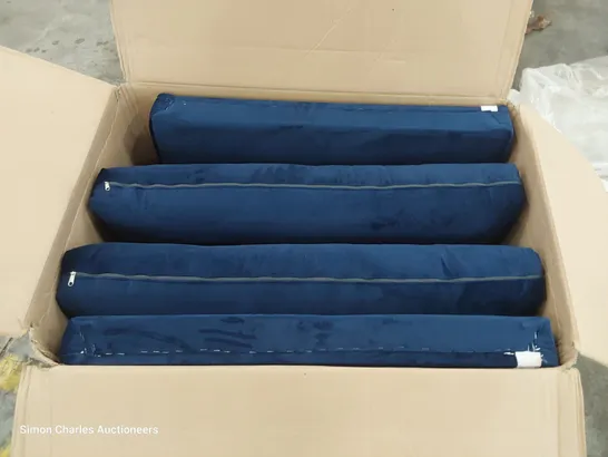 BOX CONTAINING ESME FOUR SEATER BED SETTEE SEAT & BACK CUSHIONS BLUE