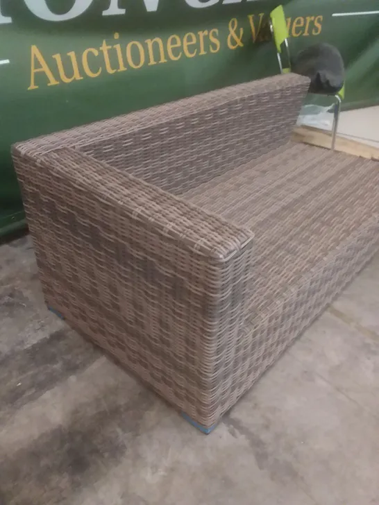 RATTAN EFFECT 2 SEATER GARDEN SOFA SECTION