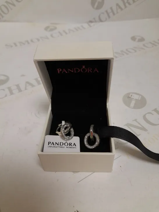 PANDORA SPARKLING DOUBLE HOOP EARRINGS 