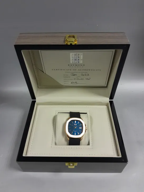 MENS RAYMOND GAUDIN WATCH – 316 STAINLESS STEEL CASE – JPN MOVEMENT – BLUE DIAL – RUBBER STRAP – 5 ATM WATER RESISTANT