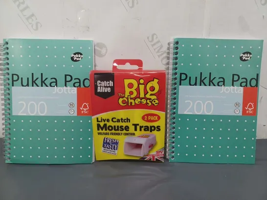 APPROXIMATELY 10 ASSORTED HOUSEHOLD ITEMS TO INCLUDE PUKKA PAD NOTE PAD, LIVE CATCH MOUSE TRAPS, ETC