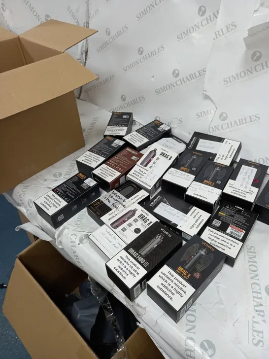 BOX OF APPROXIMATELY 24 ASSORTED VAPING ITEMS - SOME MAY NOT TURN ON