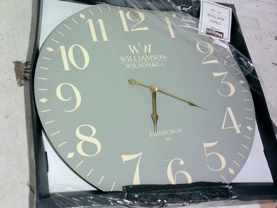 WILLIAMSON WILSON 7 CO CLASSIC WALL CLOCK GREY - COLLECTION ONLY