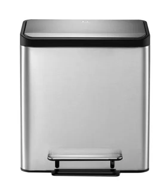 BOXED ECOCASA STAINLESS STEEL 30 LITRE STEP ON RECYCLING BIN 