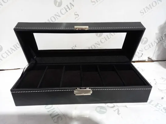 5 X BLACK WATCH BOXES WITH METAL CLASP 