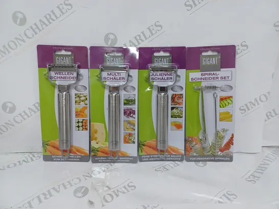 BOX OF 4 ASSORTED PROFESSIONAL GIGANT VEGETABLE PEELERS