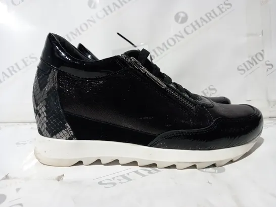 PAIR OF RUTH LANGSFORD WEDGE TRAINERS BLACK SIZE 4