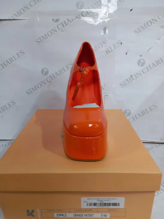 KOI FOOTWEAR MANGO SORBET PLATFORM HEELS ORANGE PATENT - EU 40