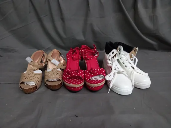 APPROXIMATELY 10 PAIRS OF ASSORTED WOMEN SHOES IN VARIOUS STYLES AND SIZES 