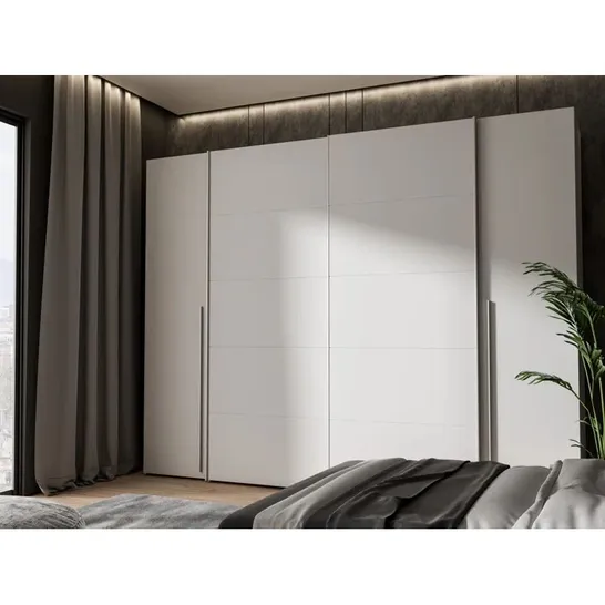 BOXED DEBARR 4 DOOR SLIDING WARDROBE WHITE (4 BOXES)