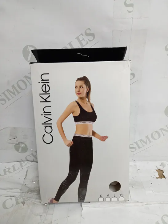 CALVIN KLEIN WOMENS SPORTS BRA & LEGGINGS SET IN WHITE - SIZE LARGE