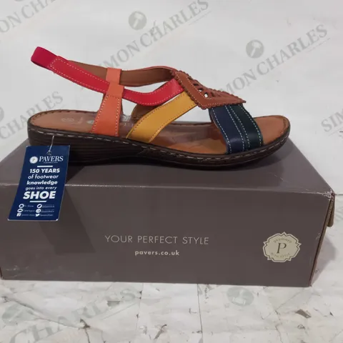 BOXED PAIR OF PAVERS OPEN TOE SANDALS IN MULTI-COLOUR EU SIZE 41