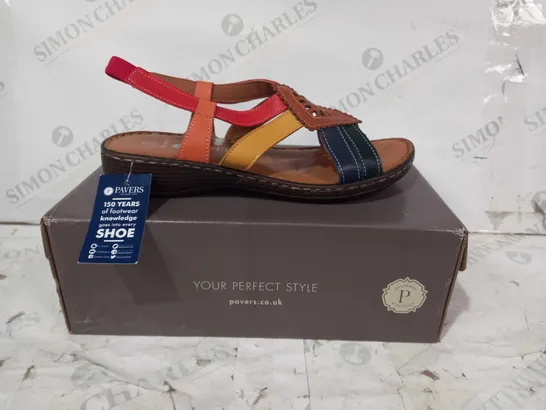 BOXED PAIR OF PAVERS OPEN TOE SANDALS IN MULTI-COLOUR EU SIZE 41