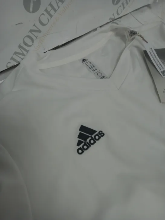 WHITE ADIDAS SPORTS V NECK TOP SIZE 12-14YRS