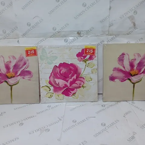 LOT OF 3 FLOWER CANVAS PRINTS 40 BY 40 