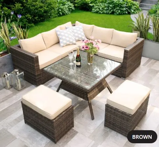 BRAND NEW BOXED ALISON AT HOME DORCHESTER BROWN RATTAN DINING SOFA SET(TWO BOXES) RRP £1275