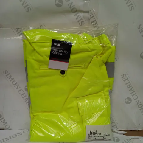 BRAND NEW ARCO LADIES YELLOW HIGH VIS TROUSER - SIZE 24 TALL