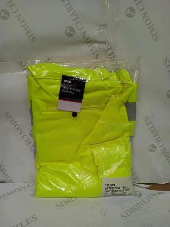 BRAND NEW ARCO LADIES YELLOW HIGH VIS TROUSER - SIZE 24 TALL