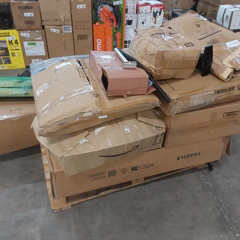 PALLET OF ASSORTED HOUSEHOLD ITEMS AND FURNITURE PARTS