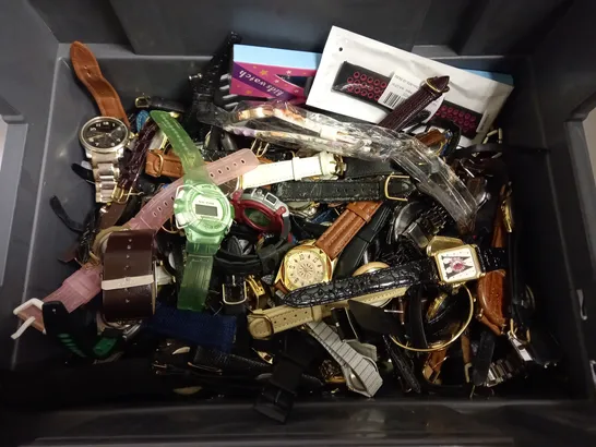 BOX OF APPROX 70 ASSORTED WATCHES INCLUDING CHILDRENS, MEN AND WOMENS WATCHES IN VARIOUS STYLES