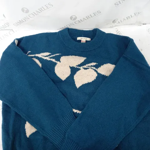 WHITESTUFF FOREST INTARSIA JUMPER TEAL/MULTI UK SIZE 14