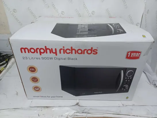 BOXED MORPHY RICHARDS 23 LITRES 900W MICROWAVE IN DIGITAL BLACK