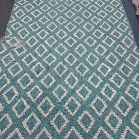 TERRACE OUTDOOR TEAL DIAMOND CARPET (150x230cm) - COLLECTION ONLY