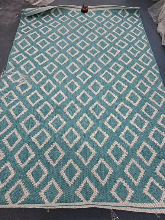 TERRACE OUTDOOR TEAL DIAMOND CARPET (150x230cm) - COLLECTION ONLY