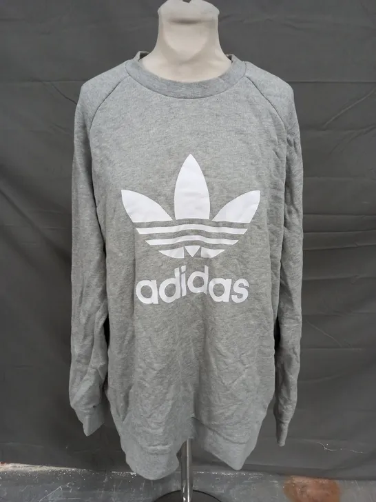 ADIDAS LOGO LONG SLEEVE GREY SWEATSHIRT - XL