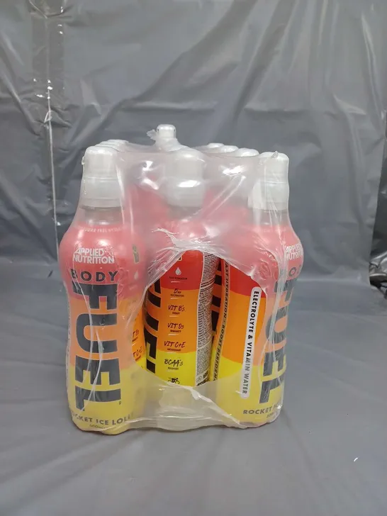 LOT OF 12 BODY FUEL ROCKET ICE LOLLY FLAVOURED WATER 500ML PER BOTTLE