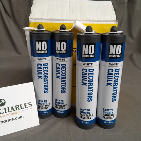 LOT OF 12 TUBES OF NO NONSENSE 310ML WHITE DECORATORS CAULK