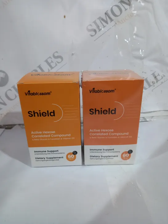 2 X VITABLOSSOM SHIELD AHCC & BETA GLUCAN & FUDOIDAN & VITAMIN D3