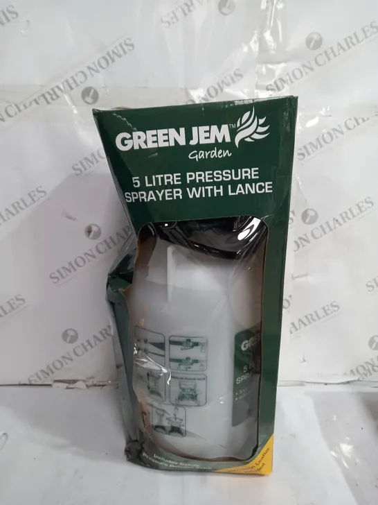 GREEN JEM 5 LITRE PRESSURE SPRAYER WITH LANCE 