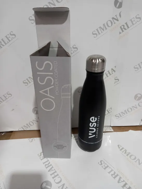 OASIS POWDER COATED BLACK VACUUM INSULATED BOTTLE