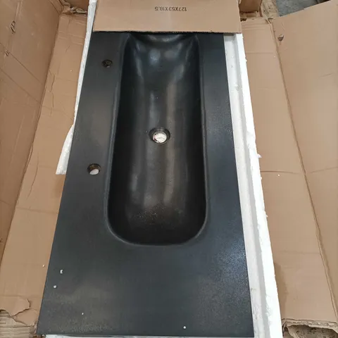 BOXED DESIGNER STONE EARTH REAL BLACK STONE BASIN 127 × 53 × 18.5