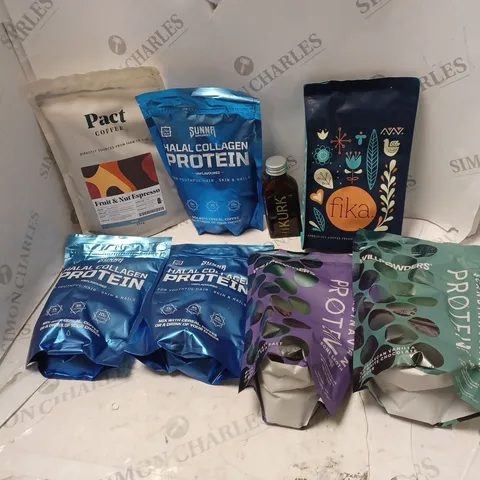 LOT OF ASSORTED FOOD AND DRINK ITEMS TO INCLUDE PACT COFFEE, FIKA AND KURIK
