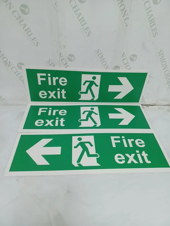 LOT OF 3 FIRE EXIT SIGNS